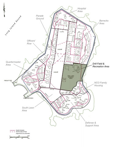 <p>Location of the Drill Field and Recreation Area at Fort Slocum.</p>