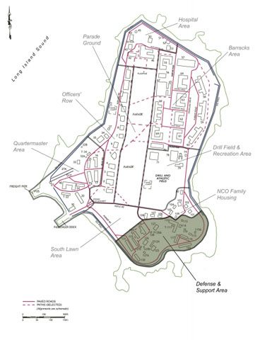 <p>Location of the Defense and Support Area at Fort Slocum.</p>