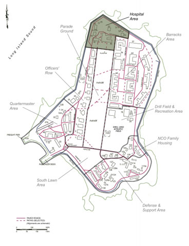 <p>Location of the Hospital Area at Fort Slocum.</p>