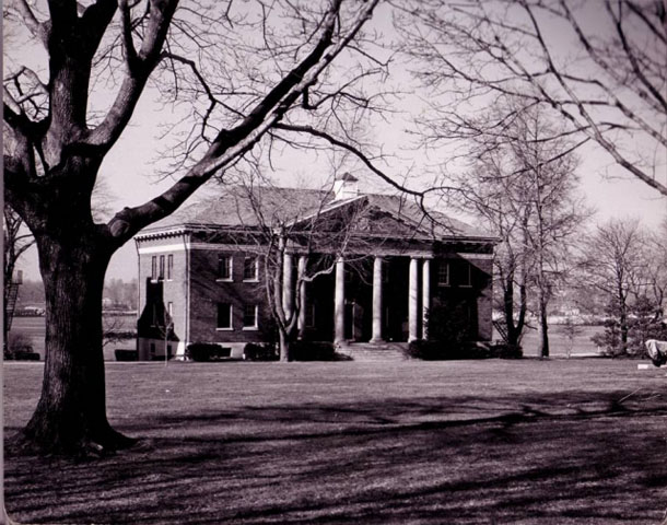 <p><strong>Neoclassical</strong>: Administration Building (Building 13; built 1909), view west, ca. 1955.</p>