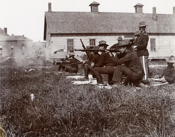 <p>Rifle practice at the target range on the eastern side of Fort Slocum, 1898 (collection of the New York Historical Society, Stonebridge Photo Collection, PR 066 293).</p>