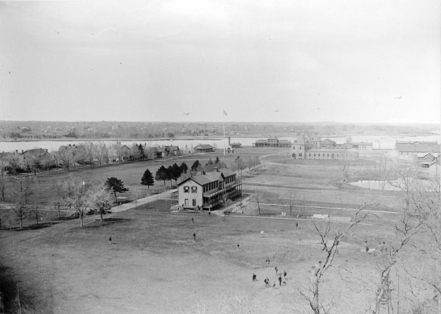 <p>The post on Davids Island, including the Parade Ground and adjoining areas, looking north, circa 1888.</p>