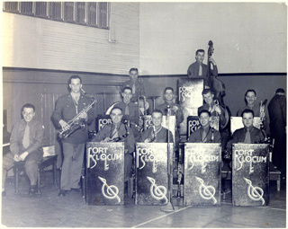 Jazz ensemble of Fort Slocum's 378th Army Service Forces Band, probably in the YMCA (Building 71), ca. 1944.