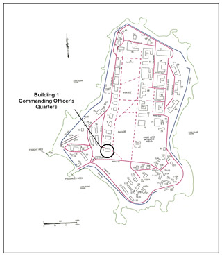 Location of Commanding Officer's Quarters.