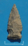 Normanskill-type projectile point (spear-, dart-, or arrowhead) from Davids Island, dating from the Late Archaic period (ca. 2000 B.C.)